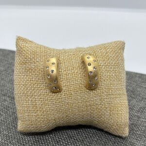 Swarovski Satin Finish Semi Hoop Earrings with Silver Crystals